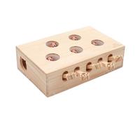 MotiveTech Interactive Wooden Cat Puzzle Toy Cat Puzzle Box Indoor for Cats, Living Room, Whack-a-mole Five-hole Doll Version