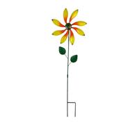 MotiveTech Iron Wind with Stake, Flower Garden Stake, Waterproof, Ornament, Sculpture for The Driveway in The Courtyard, yellow