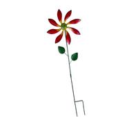 MotiveTech Iron Wind with Stake, Flower Garden Stake, Waterproof, Ornament, Sculpture for The Driveway in The Courtyard, red