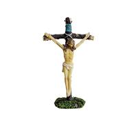 MotiveTech Jesus Crucifix Statue, Table Decoration for Home, Spirit Jesus Cross, Hand Painted Praying Religious Figurine for Collectibles