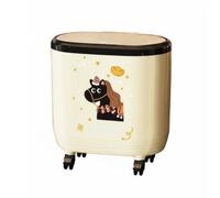 MotiveTech Kitchen Trash Can With Press Top Standing Bin Rolling Waste Container Compartment PP Material Wide Opening Large Volume, Cream White, Good Luck