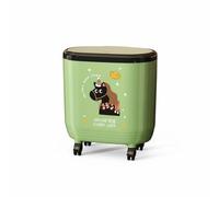 MotiveTech Kitchen Trash Can With Press Top Standing Bin Rolling Waste Container Compartment PP Material Wide Opening Large Volume, Retro Green, Good Luck