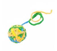 MotiveTech Knitted Toy With Tail Bell Sound Bead Yarn Engaging Stitch Craft Soft Non suitable for indoor play training kitten enrichment home floors, Green Orange Yellow
