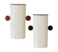 MotiveTech Makeup Brush Holder with Lid Dustproof Makeup Organizer with Compartments Easy to Tool Storage Box for Dressing Table, Array, Red and Off White