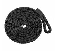 MotiveTech Marine Mooring Rope Double Braided Nylon Dock Line With Loop Eye And Reinforced Termination dependable Cord For Fastening Securing Tie Downs suitable, Black, 9mm 6.5ft 1.98m