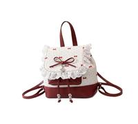 MotiveTech Mini Backpack PU Leather Trendy with Bowknot for Commuting Dating Street Travel, Red