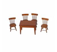MotiveTech Mini Dining Table Set Miniature Dining Chairs Dollhouse Furniture Wood Material Clean Profile Suitable for Model Homes Mini Apartments Studio Shoots