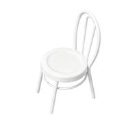 MotiveTech Mini Dollhouse Chair Modern Model Ornament Accessory Decorative Metal Collectible Micro Scene Decor, white
