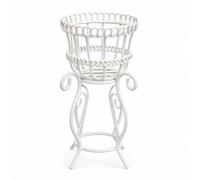 MotiveTech Miniature Display Stand Dollhouse Plant Stand Rack Tiny Basket Holder Iron Wire Frame with Openwork Design suitable for diorama layouts office desk decor collector scenes, White