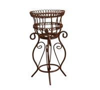 MotiveTech Miniature Display Stand Dollhouse Plant Stand Rack Tiny Basket Holder Iron Wire Frame with Openwork Design suitable for diorama layouts office desk decor collector scenes, Rust