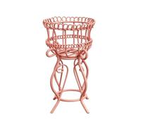 MotiveTech Miniature Display Stand Dollhouse Plant Stand Rack Tiny Basket Holder Iron Wire Frame with Openwork Design suitable for diorama layouts office desk decor collector scenes, Pink