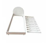 MotiveTech Miniature Doll Bed Dollhouse Bed Mini Bed Doll Bed Frame With Rainbow Headboard Pla Engineering Sturdy Structure For Photography Dioramas Collectors Display, White