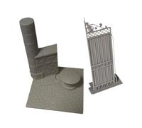 MotiveTech Miniature Gate Model Resin Architectural Diorama Unfinished Building Micro Landscape Prop with DIY Assembly Suitable for Home