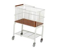 MotiveTech Mobile Laundry Cart with Removable Basket, Two-Layer Trolley for Toiletries And Tissues, Space-Saving, Multi-Purpose, 2 in 1, Clear Wheels