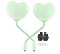 MotiveTech Motorcycle Convex Rearview Mirrors Heart Shape Lightweight Replacement Parts Adjustable Quick Installation Universal, Green