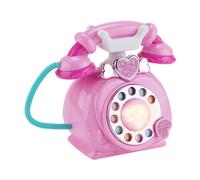 MotiveTech Musical Toy Rotary Pretend Phone with Lights Retro Corded Landline Phone for Preschool Toddlers Ages 3, Pink