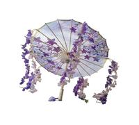MotiveTech Oil Paper Umbrella Handmade Oriental Paper Umbrella A Classical Dance Prop and Parasol with Wooden Handle for Ladies at Weddings, Purple and Pink