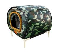 MotiveTech Outdoor Cat House, Shelter for Stray Cats, Elevated Base, Portable, Pet Condo, Community Shelter, Porch, XL Green
