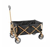MotiveTech Outdoor Folding Cart Utility Wagon Trolley Carrier Hauler With Sturdy Construction For Daily Use Suitable for camping trips beach outings market runs, Black