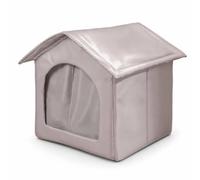 MotiveTech Outdoor Pet House Windproof Pet Shelter with Raised Frame Insulated Elevated Cat Shelter for Porch, Gray, Large 42 42 42