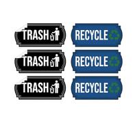 MotiveTech Pack of 6 Garbage and Recycling Stickers, Recycling Container Labels, Self- Stickers, Waste Signs for The Public, Outdoors, in, Blue and Black