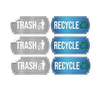 MotiveTech Pack of 6 Garbage and Recycling Stickers, Recycling Container Labels, Self- Stickers, Waste Signs for The Public, Outdoors, in, Blue and Gray