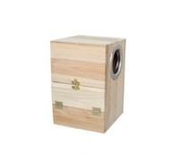 MotiveTech Parrot Nesting Shelter Unfinished Bird Nesting Shelter with Perch Wooden Bird House with Perch for Breeders, Extra Large, Vertical, Left Opening, 25x25x35cm Nest Opening 8.2cm