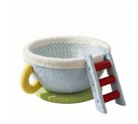 MotiveTech Pet Bowl Bed Bowl-Shaped Cat Bed with Handle Novelty Feline Resting Place for Kittens, Bedroom, Small 40 40 21cm, Blue Coffee Cup - Rope Wrapped Ladder