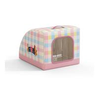 MotiveTech Pet Cooling Shelter Covered Cat Cooling Shelter Portable Cat Hideaway for Hot Weather, Medium 51 40 35cm, Oxford Cloth Printed Pink Plaid Small Dog Semi-circular Air-conditioned Ice House