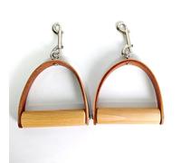 MotiveTech Pilates Equipment Handles Leather Wood Handles Strap Grips Bar Attachments Pair for Smooth Alignment and Reduced Hand Strain suitable for reformer classes studio workouts home routines