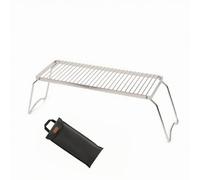 MotiveTech Portable Cooking Support Camping Cooking Rack Stand Grill Riser Folding Stainless Steel With Oxford to carry suitable for campsite organization fire-side use travel cooking