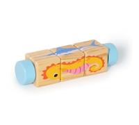MotiveTech Puzzle with Rotating Blocks Colorful Wooden Block Non Digital Play Wooden for Travel Young Children, Kids, Ocean