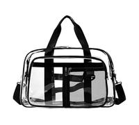MotiveTech PVC Clear Tote Bag Transparent Handbag for Hiking Sports Events Camping Beach, Black