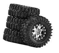 MotiveTech RC Wheel and Tire 4 Pieces Easy to Install Professional Fittings Replacement Sturdy DIY Modified for 1/18 TRX4M -18, Silver