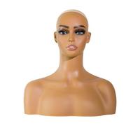 MotiveTech Realistic Female Mannequin Head Bust with Shoulders for Barber Shop Hanging Accessory with Chain