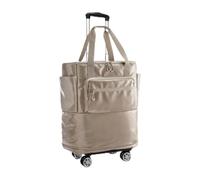 MotiveTech Rolling Tote Bag Rotating Expandable Wheeled Bag Rolling Tote for Journeyers, Array, Camel, 43 19 58cm