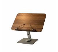 MotiveTech Rotating Book Holder Adjustable Book Stand Wooden Desktop Book Holder Ergonomic Reading Rest 360 Degree Swivel Walnut with Aluminum Arm and Stable, L, Rotatable