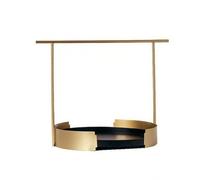 MotiveTech Round Alloy Metal Tray with Overhead Frame Circular Tabletop Display Tray with Raised Versatile for Hotel