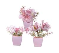 MotiveTech Set of 3 Artificial Flowers in Pots, Small Artificial Plants, Mini Potted Plants for Home, Dining Table, Bathroom, Kitchen, Style B