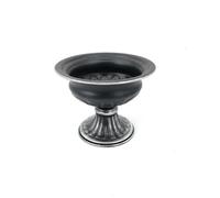 MotiveTech Shiny Iron Flower Pot with Pedestal | Ornamental Molded grooves, Pedestal Urn Planter, timeless vintage Design, Vessel, for Table Centerpieces, Weddings, Black Silver, S