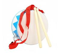 MotiveTech Small Battle Drum Sturdy Double Sided Drum Educational Musical Instrument for Music Class, Blue And White