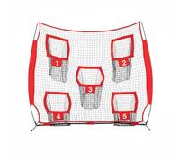 MotiveTech Sports Training Net Quarterback Target Net Pitching Net Throwing Net With Multiple Target Stable Iron Frame Suitable for Skill Building Team Workouts Coaching Field, Red