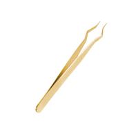 MotiveTech Stainless Steel Eyelash Extension Tweezers, False Eyelash Application Tool for Makeup Artists, for Use in Beauty Salons, Gold