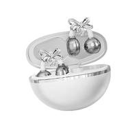 MotiveTech Stylish Clip on Earbuds Open Ear Headphones C Shaped Bridge with Jewelry Bowknot Earrings for Work Daily Wear Office Festival, White