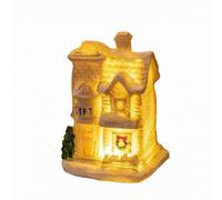 MotiveTech Tabletop Crafted Dwelling With | White Snowy Finish, Glowing Mini House, for Mantel, Collectors, Style F