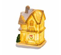 MotiveTech Tabletop Crafted Dwelling With | White Snowy Finish, Glowing Mini House, for Mantel, Collectors, Style E