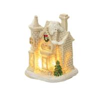 MotiveTech Tabletop Crafted Dwelling With | White Snowy Finish, Glowing Mini House, for Mantel, Collectors,