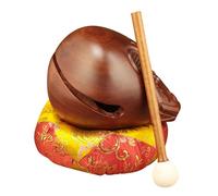 MotiveTech Temple Block with Mallet And Cushion, Red, Compact, Handmade, Portable Mokugyo Drum for Worship, Family Home, SPA, 4 Inch