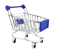MotiveTech Toy Shopping Cart Storage Trolley Pretend Play Toy Gift Supermarket Hand, Blue, 12 x 8.5 x 11cm
