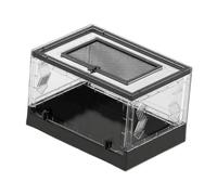 MotiveTech Transparent, Foldable Reptile Tank, Habitat for Lizards, Desktop Pet Enclosure with Sliding Lid, Portable Breeding, 12.7 X 30 X 26.9 Cm, Black